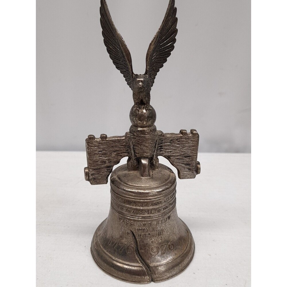 Vintage PASS AND STOW bell ornate metal Eagle ringer United States Philadelphia